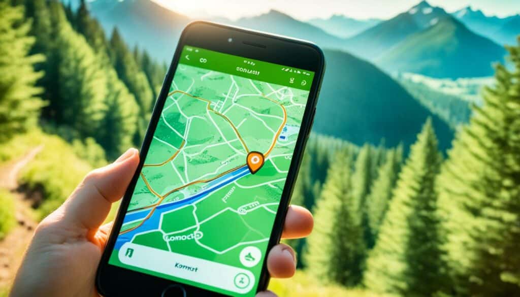 Navigations-App Komoot auf einem Smartphone